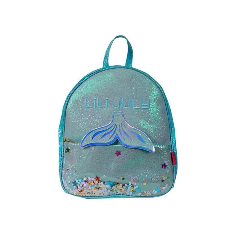 Mochila Costas Bolsa Feminina Infantil Juvenil Escolar Menina Brilhante Calda de Pequena Sereia Sweet Lili July - Não Disponível
