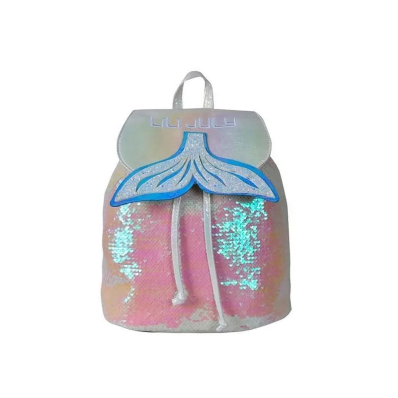 Bolsa Mochila Feminina Costas Infantil Juvenil Escolar Menina Brilhante Calda de Pequena Sereia Sweet Lili July - Não Disponível - Papelaria
