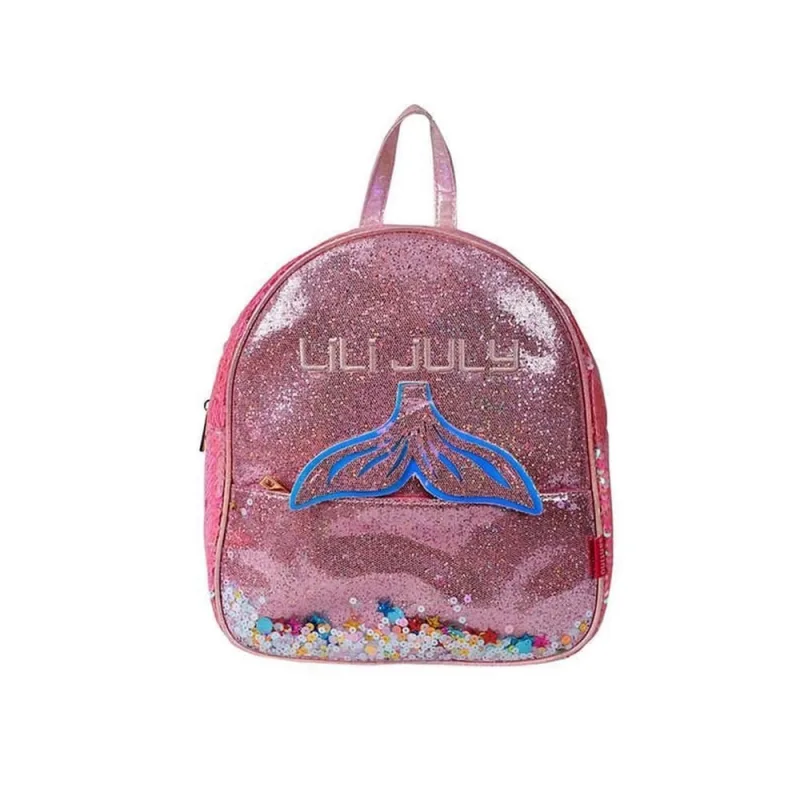 Mochila Costas Bolsa Feminina Infantil Juvenil Escolar Menina Brilhante Calda de Pequena Sereia Sweet Lili July - Não Disponível - Papelaria