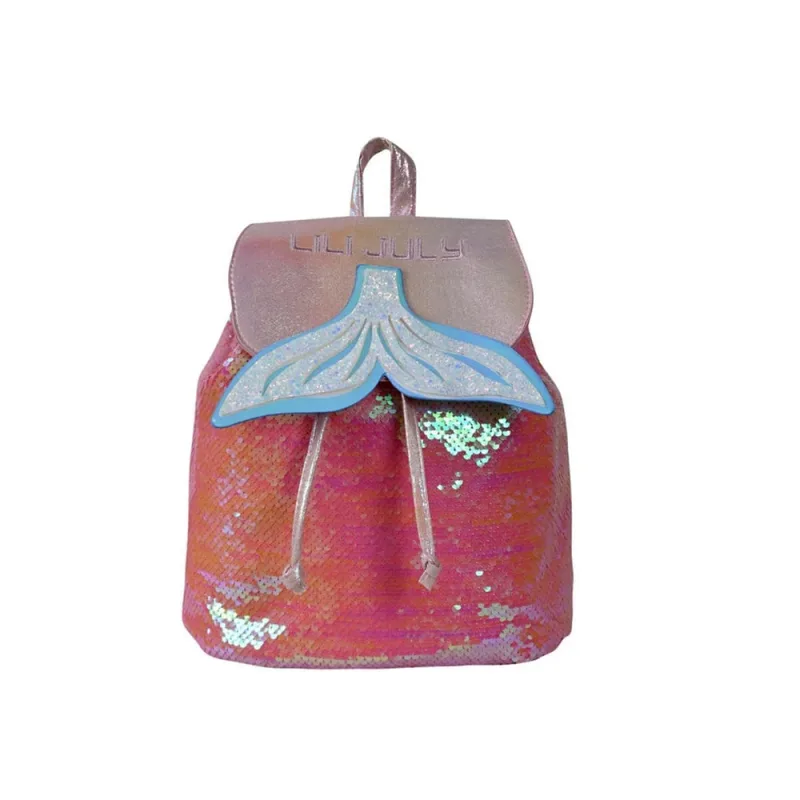 Bolsa Mochila Feminina Costas Infantil Juvenil Escolar Menina Brilhante Calda de Pequena Sereia Sweet Lili July - Não Disponível