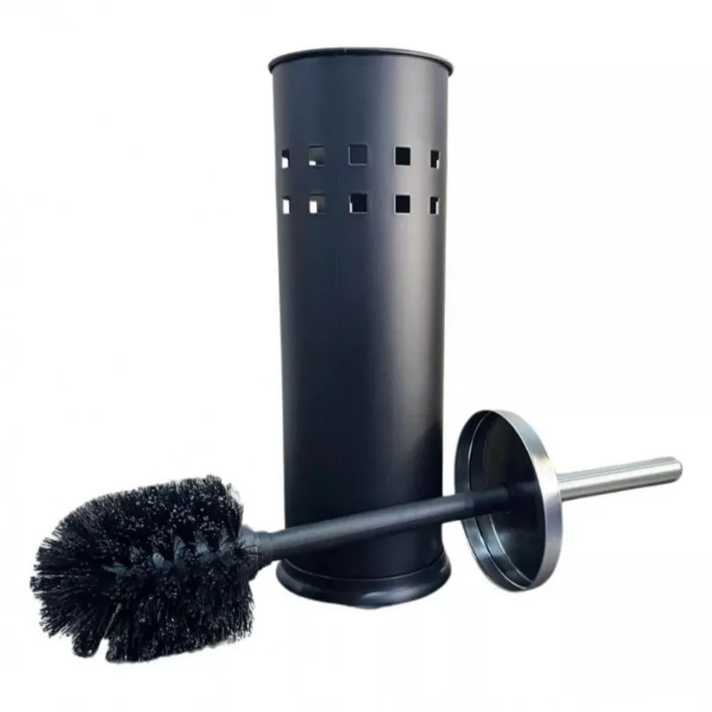 Escova Sanitária Black Com Tampa Em Inox Preto 38 Cm - Mimo