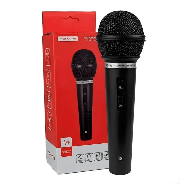 Microfone Dinâmico Tomate Profissional com fio MT-1018 Preto - Tomate - Instrumentos Musicais