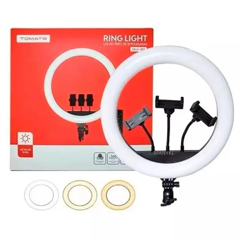 Ring Light Profissional 18 Com Tripé Tomate Mlg-089