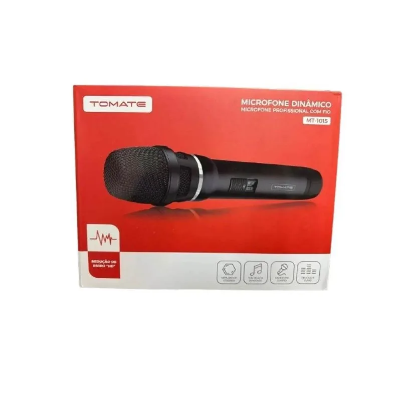 Microfone De Mão Tomate MT-1015 Dinamico Com Fio Preto (MP) - Tomate