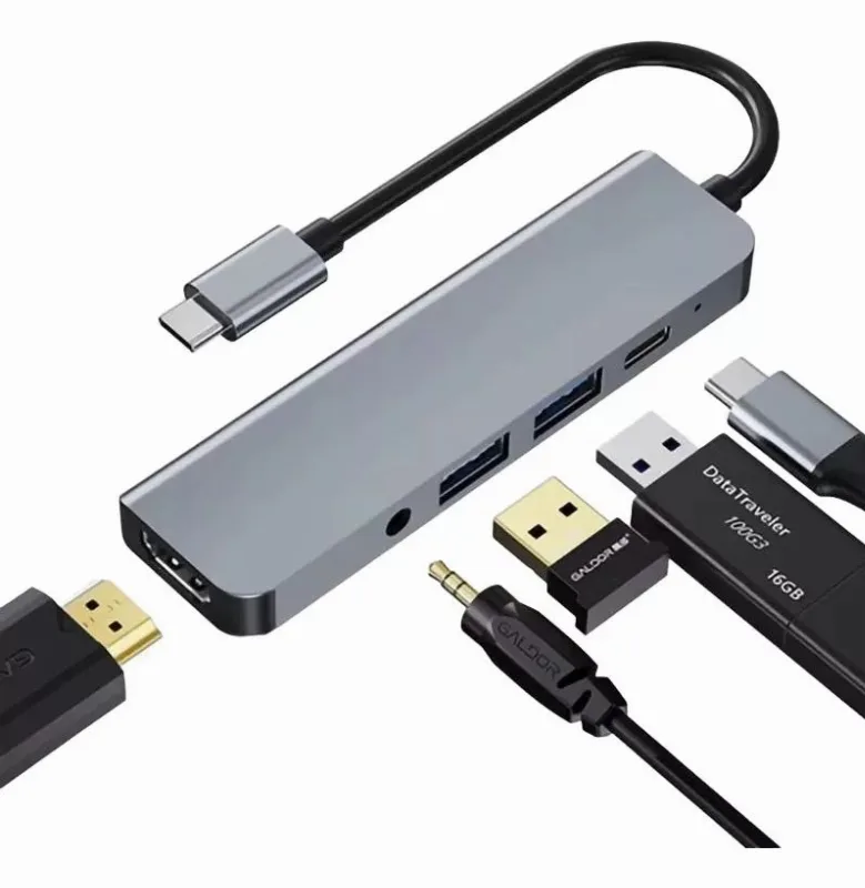 Adaptador Type-c Para Hdmi 5 Em 1 Usb Pd E P2 Tomate Mtv-615 - Tomate