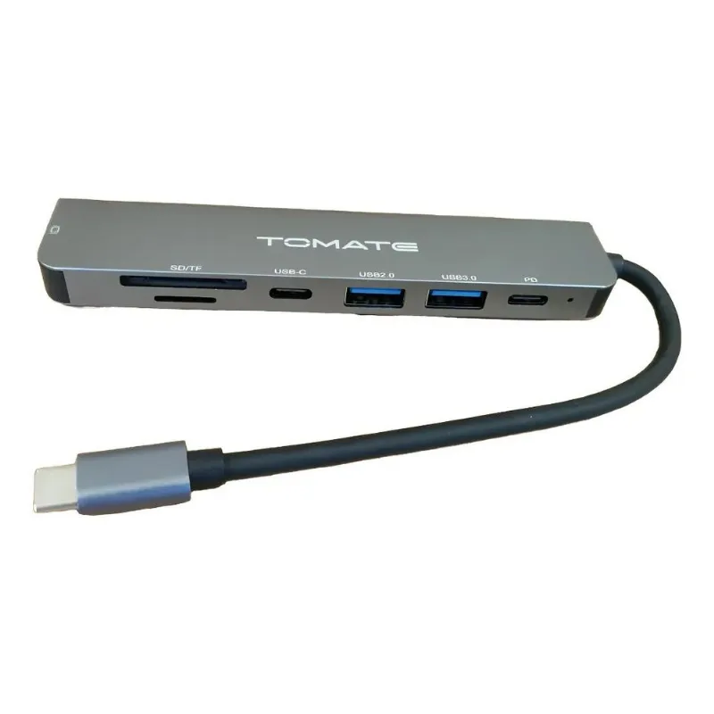 Hub Usb-c 7 Em 1 Tomate Mtv-616 Hdmi 4k Pd 87w Usb 3.0 Sd Tf Adaptador Tipo C - Tomate