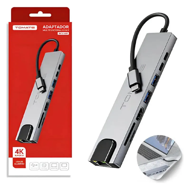 Hub USB Tomate MTV-619 Tipo C HDMI PD 100W Preto (MP)