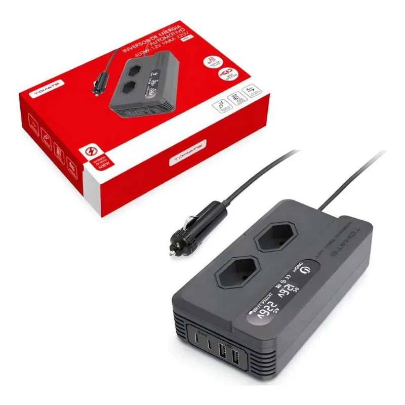 Inversor De Energia Automotivo 400W 12V Para 110V - Tomate