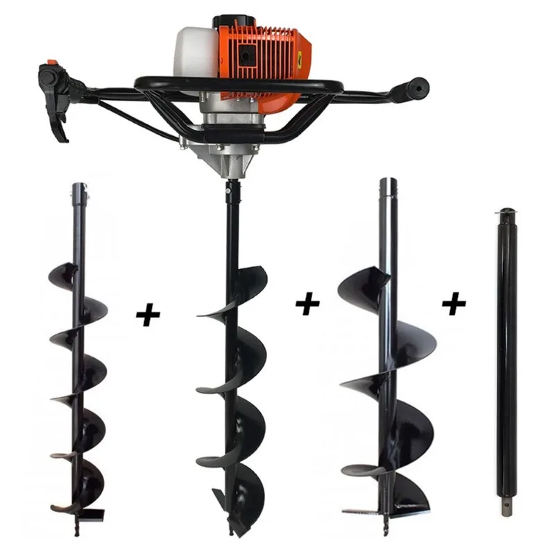 Perfurador de Solo A Gasolina 52cc Incluso Brocas 10cm + 15cm + 20cm + Extensão 60cm Carbon Fak