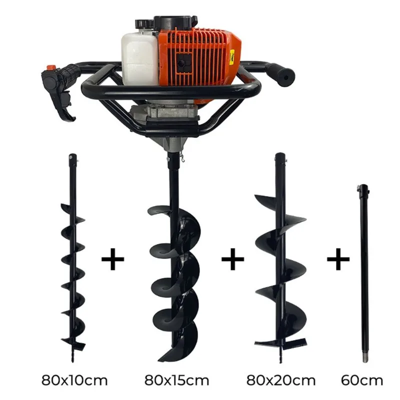 Perfurador de Solo A Gasolina carbon fak 52cc C/3 Brocas + Extensão 60cm
