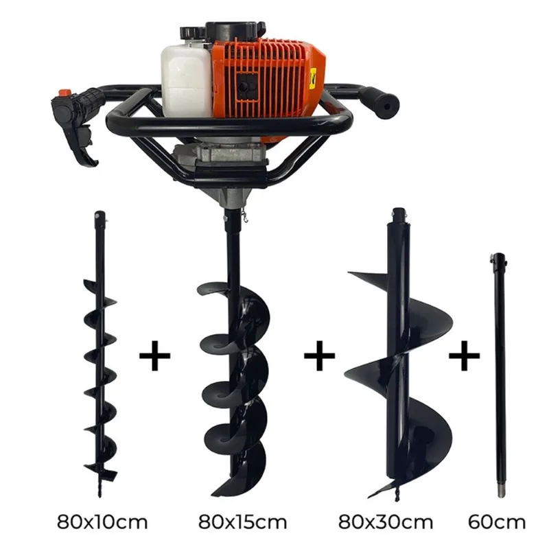 Perfurador De Solo Gasolina 52cc c/ 3 Brocas + Extensão 60cm Carbon Fak