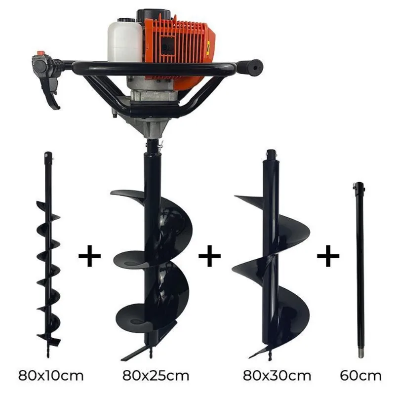 Perfurador De Solo Gasolina 52Cc C/3 Brocas + Extensão 60Cm