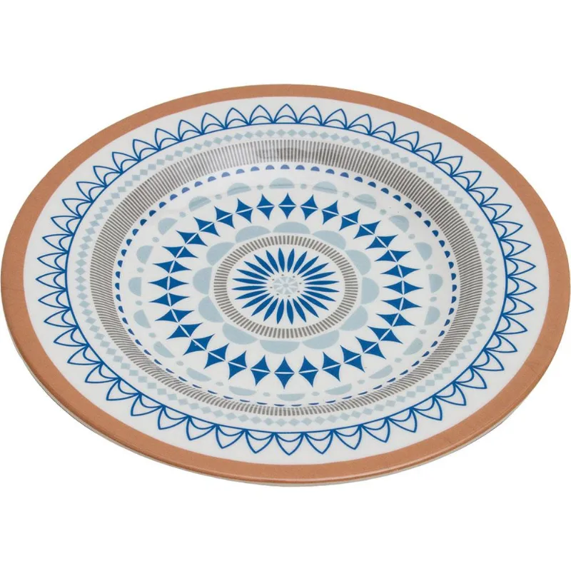 Prato de Melamina Raso 28cm Geométrico Azul