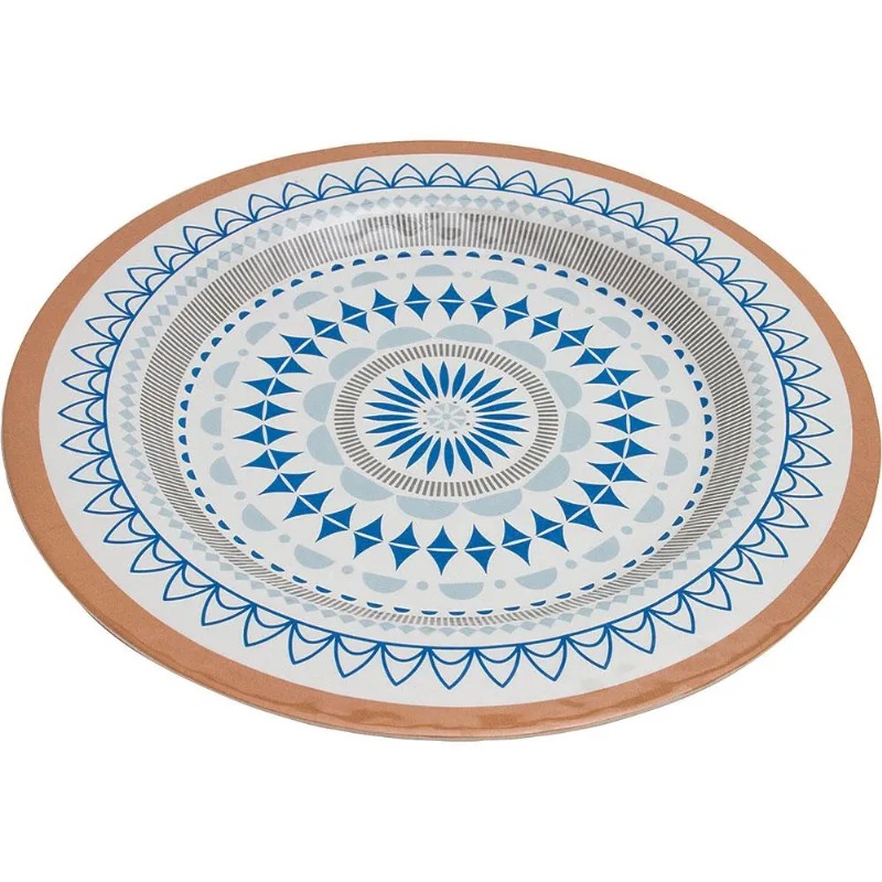 Prato de Melamina Sobremesa 22cm Geométrico Azul