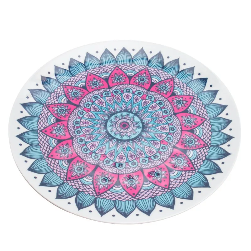Prato de Melamina Sobremesa 23cm Étnico Azul