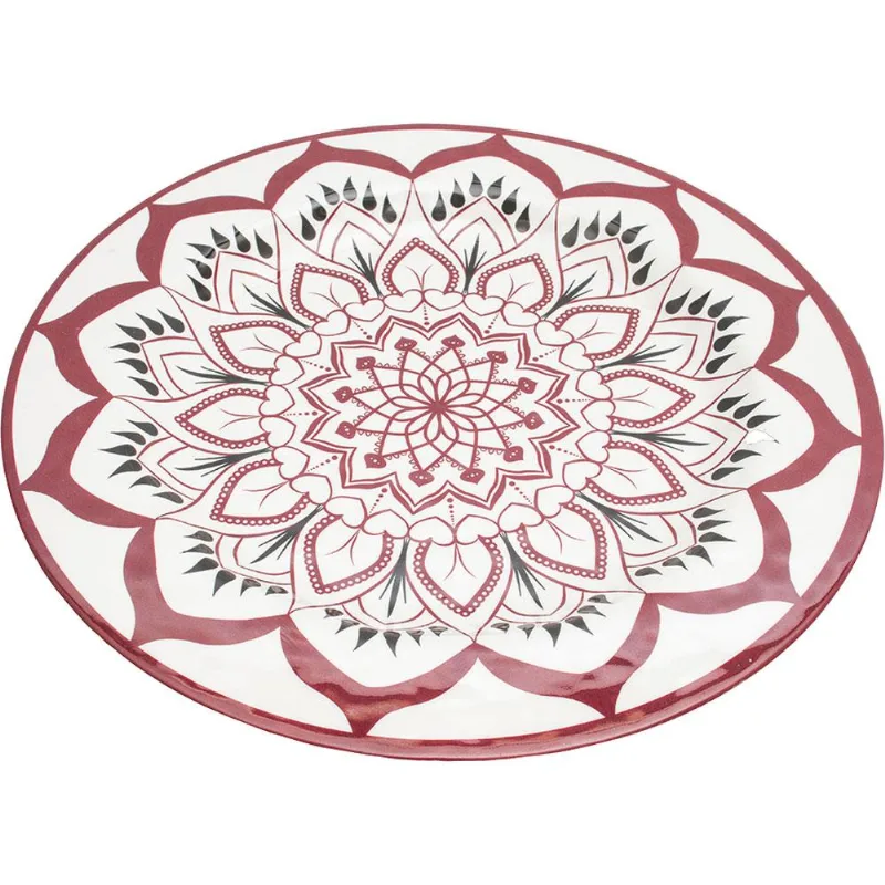 Prato de Melamina Raso 28cm Étnico Vermelho