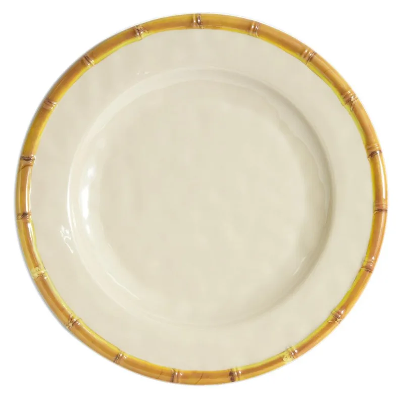 Prato Raso de Melamina 28cm Bambu Off White
