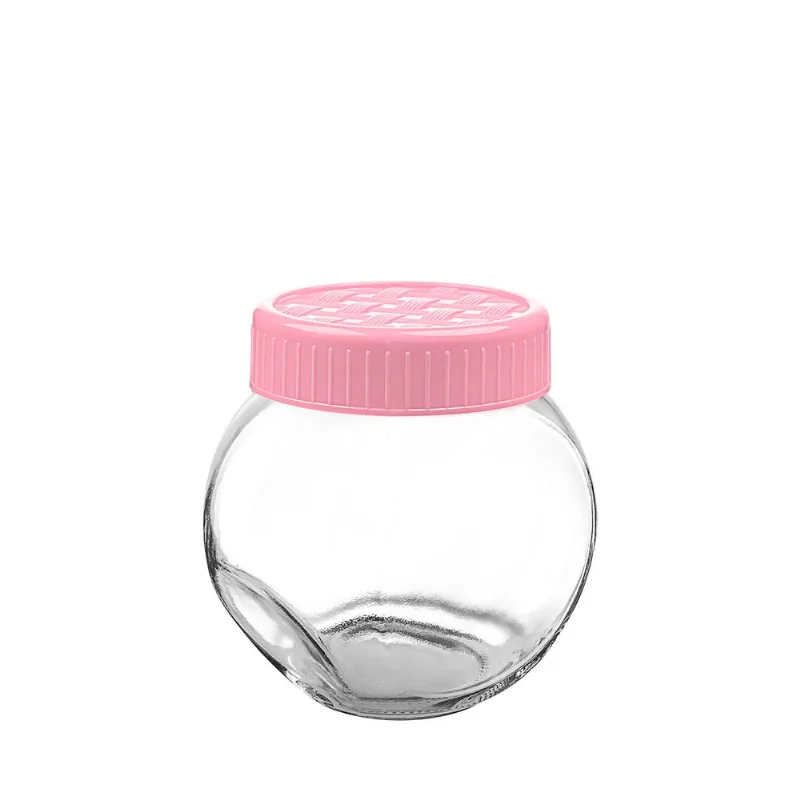 Porta Mantimento de Vidro 750ml Redondo com Base de Apoio Sortido