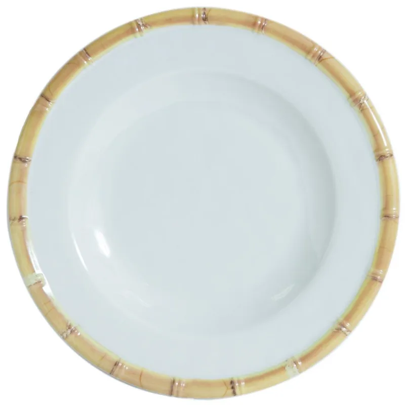 Prato de Sobremesa Melamina 22cm Bambu Branco