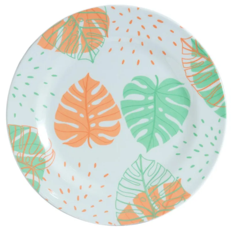 Prato de Melamina Raso Fresh 25x1.3cm CV202389 Rosa e Verde