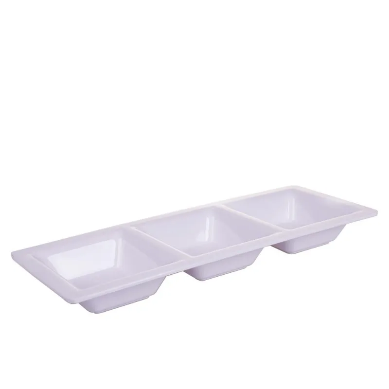 Petisqueira 3 Divisórias 38x15cm Cazza Branco Fosco