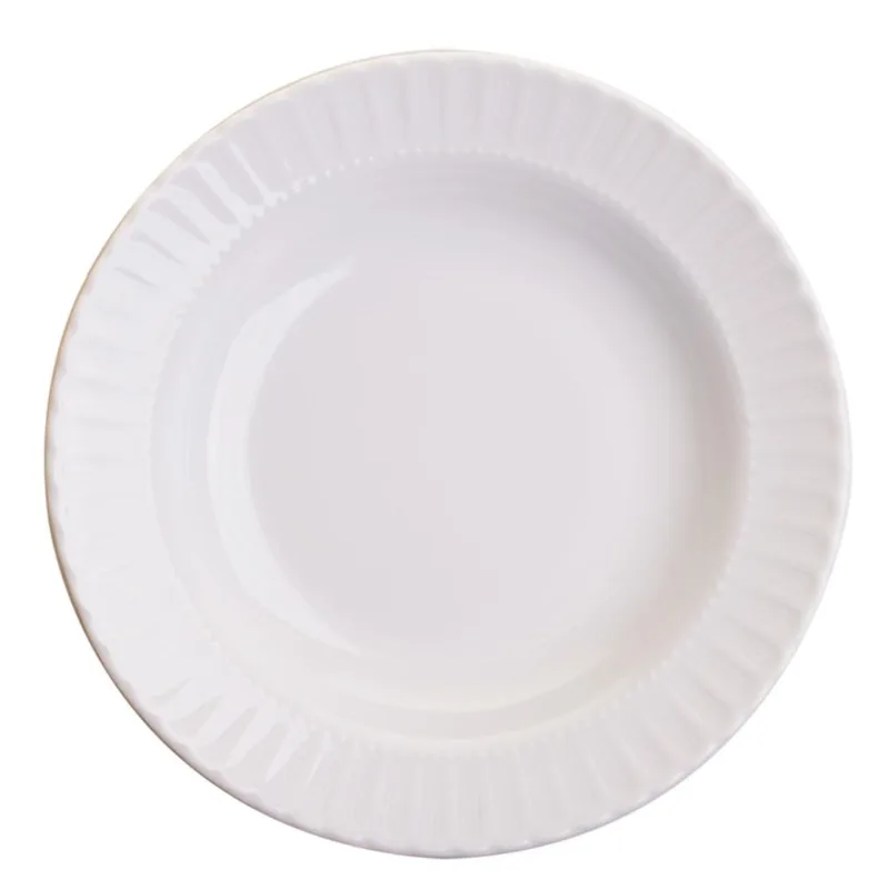 Prato Porcelana Fundo 22cm Plisse CV212699 Branco