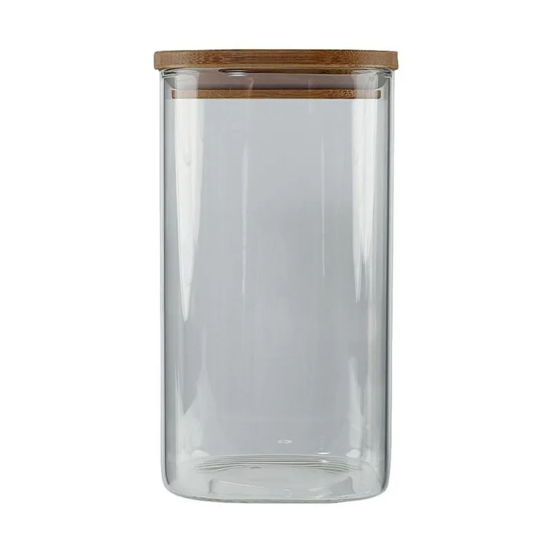 Porta Mantimento Vidro com Tampa Bamboo Quadrado 1.5L CV212782 Cazza