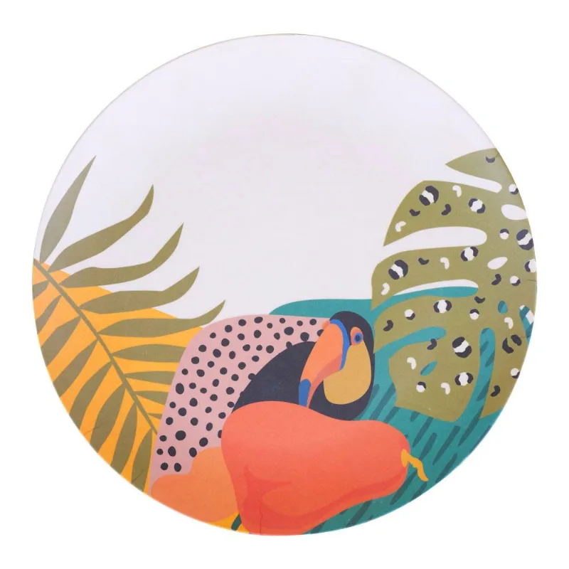 Prato Raso Fibra de Bambu 25cm Cazza Bossa Tropical