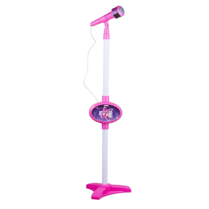 Microfone Com Pedestal Musical Star Play&amp;fun Rosa