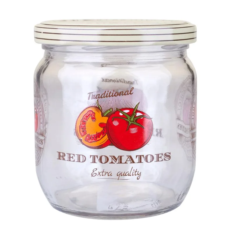 Pote Porta Mantimentos de Vidro 425ml Tomate