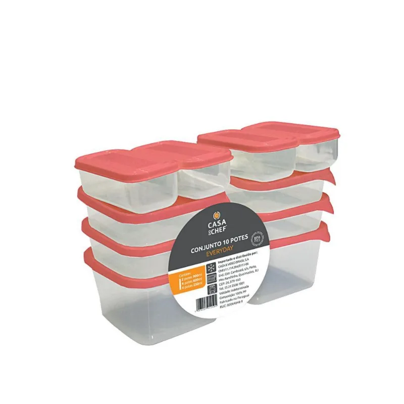 Conjunto 10 Potes Plástico Cazza