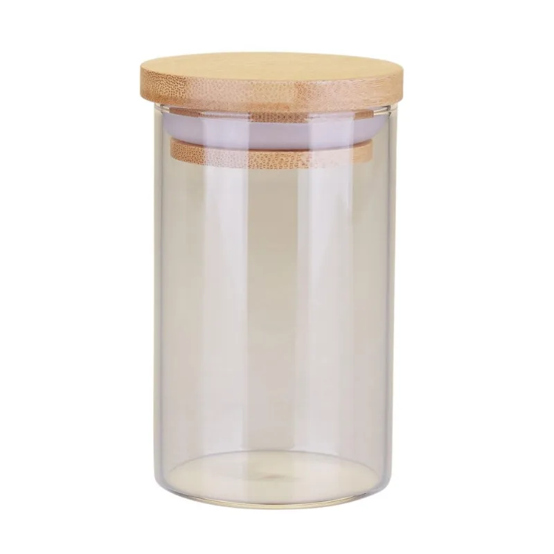 Porta Mantimento de Vidro Redondo 150ml com Tampa de Bambu Cazza