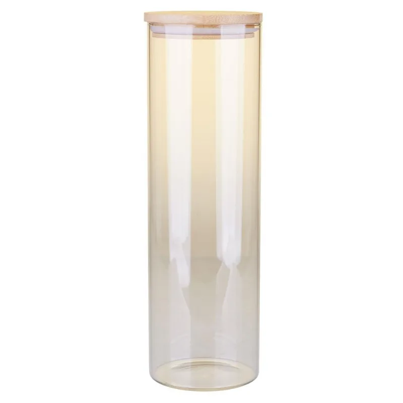 Porta Mantimento de Vidro com Tampa Bamboo Redondo 2L Cazza