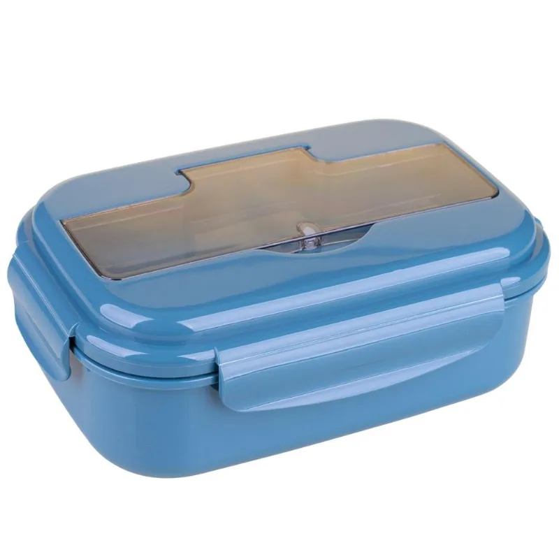 Marmita Hermética Retangular com Divisória 1100ML Cazza Azul