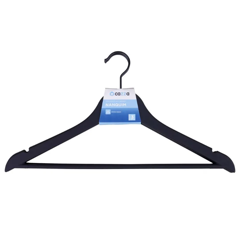 Conjunto 3 Cabides Nanquim Cazza Preto