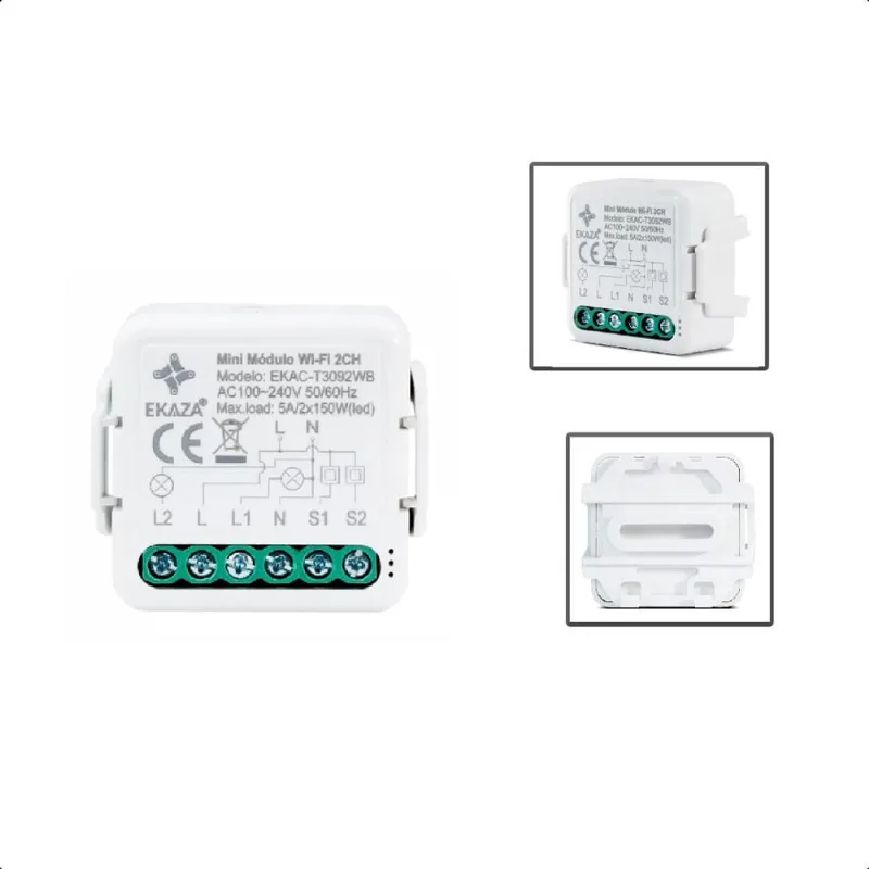 Mini Interruptor Relé Wi-Fi + Ble 2Canais Automação Alexa Tuya
