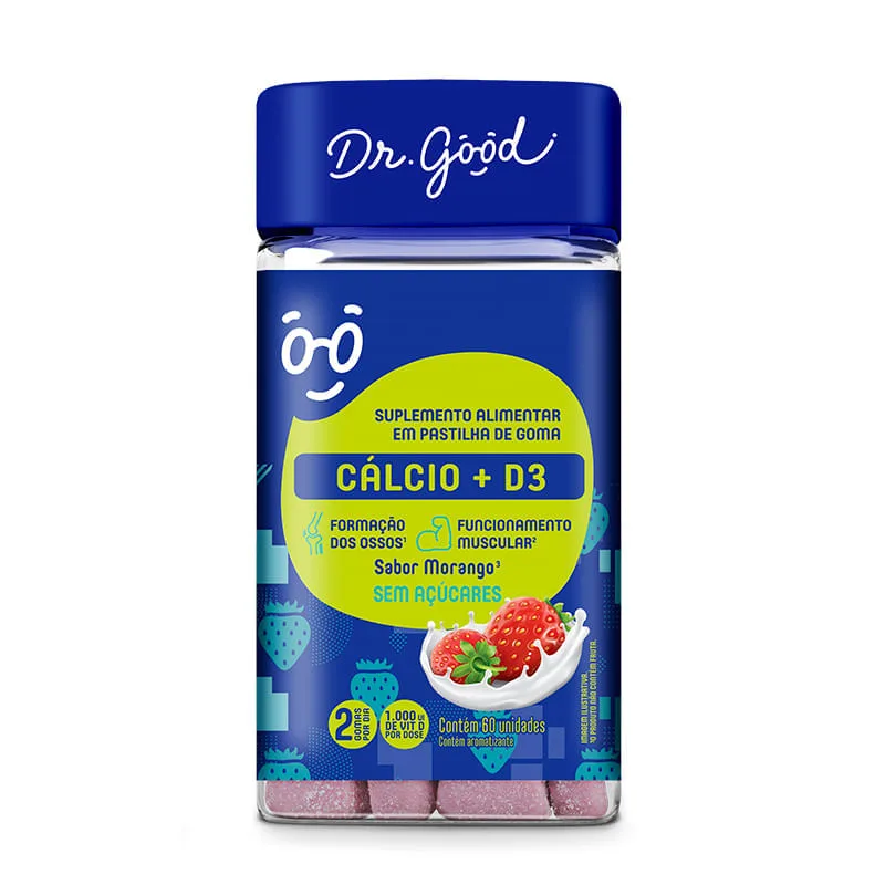 Cálcio + D3 Morango Dr Good 60 gomas - Dr Good