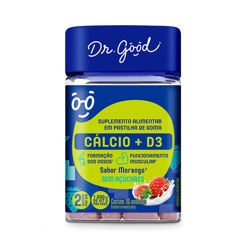 Cálcio + D3 Morango Dr Good 30 gomas - Dr Good