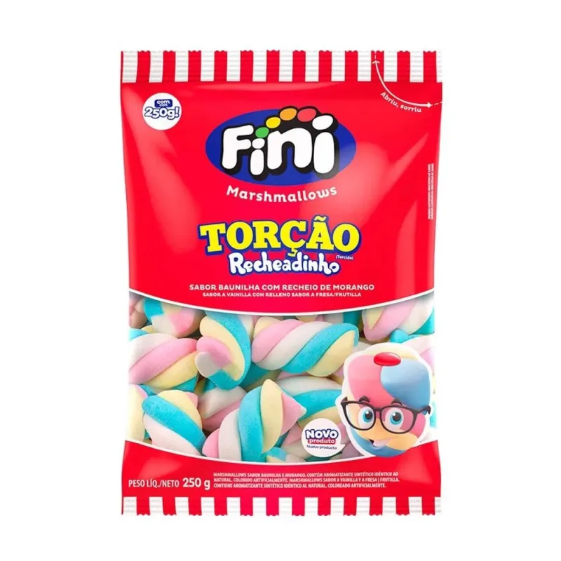 Marshmallow Recheado Morango Torção Fini 250g Sem Glúten - Fini - Alimentos E Bebidas