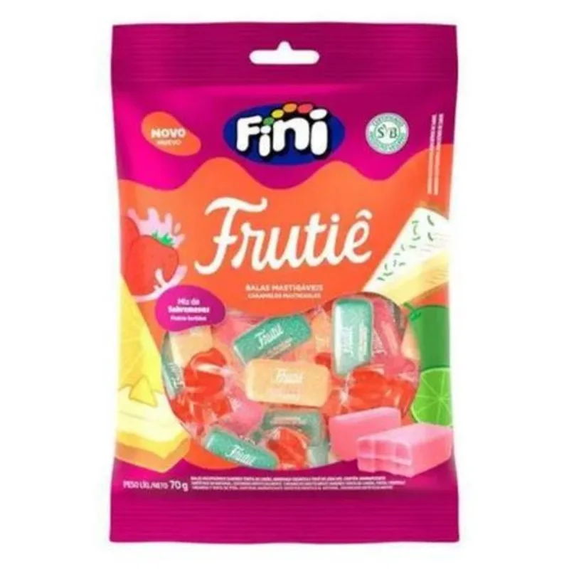 Bala Mastigáveis Frutiê Mix de Sabores pacote com 200g - Fini