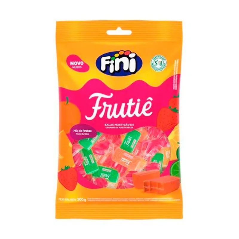 Balas de Gelatina Vegana Frutiê Mix de Frutas Fini Pacote 200g Novo