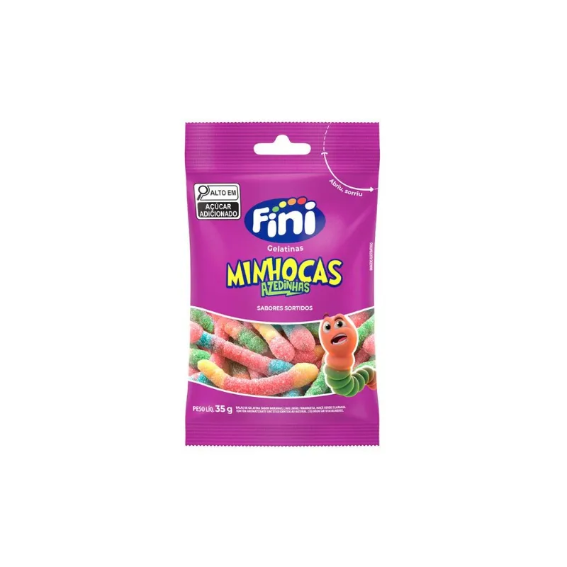 Bala Gelatina Minhocas Azedinhas Fini 35g