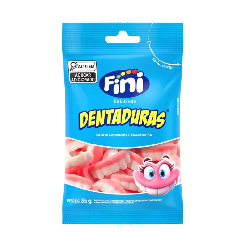 Bala Morango e Framboesa Dentaduras Fini 35g