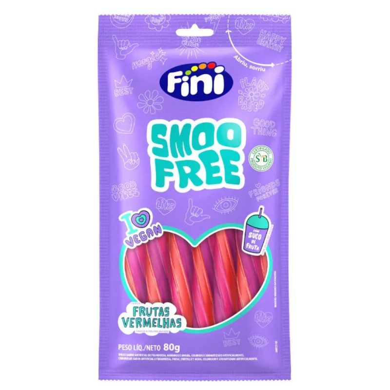 Bala Fini Smoofree Tubes Frutas Vermelhas 80g - Fini - Mercearia