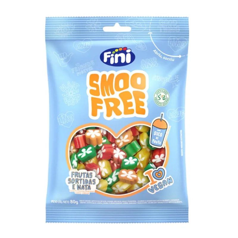 Bala Fini Smoofree Vegana Frutas Sortidas 80g - Fini - Mercearia