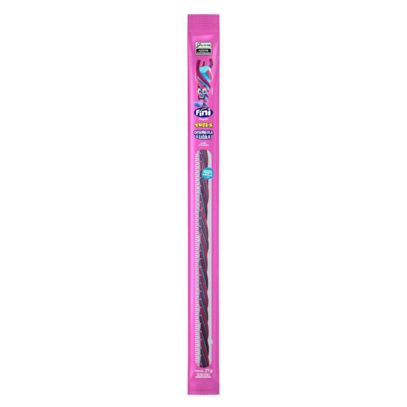 Bala de Gelatina Tubes Desenrola e Estika Tutti Frutti Fini 27g Pinta Língua