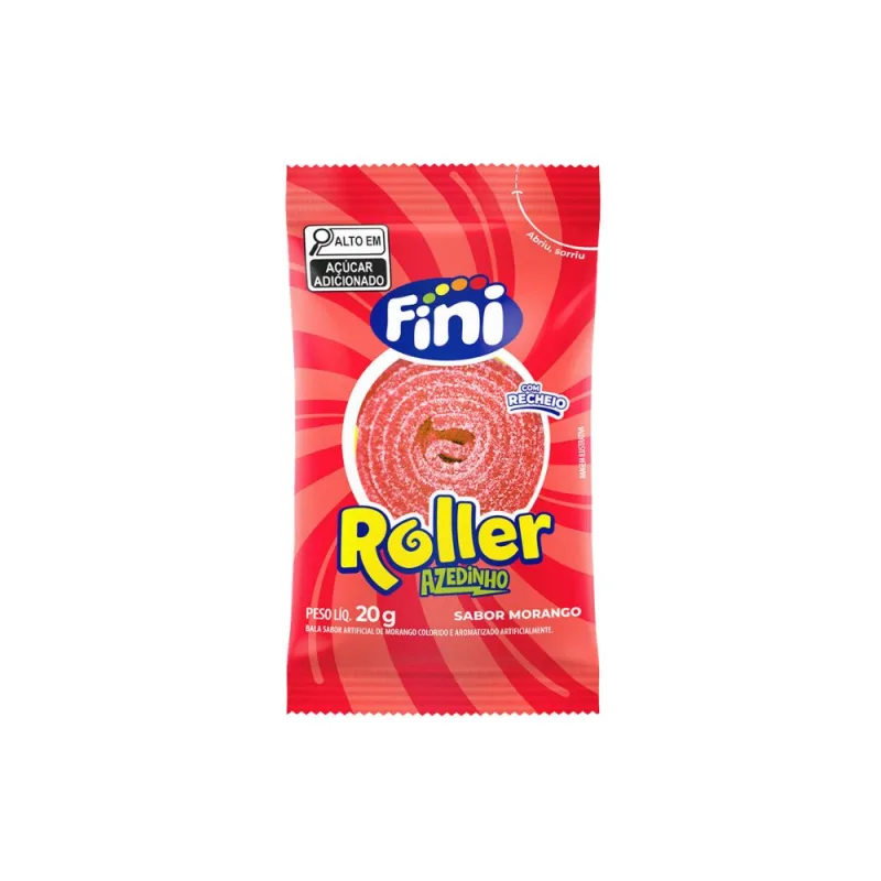 Bala Roller Morango Cítrico Fini 20g - Fini - Mercearia