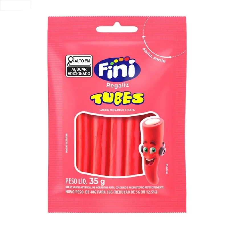 Bala Tubes Morango e Nata Fini 35g