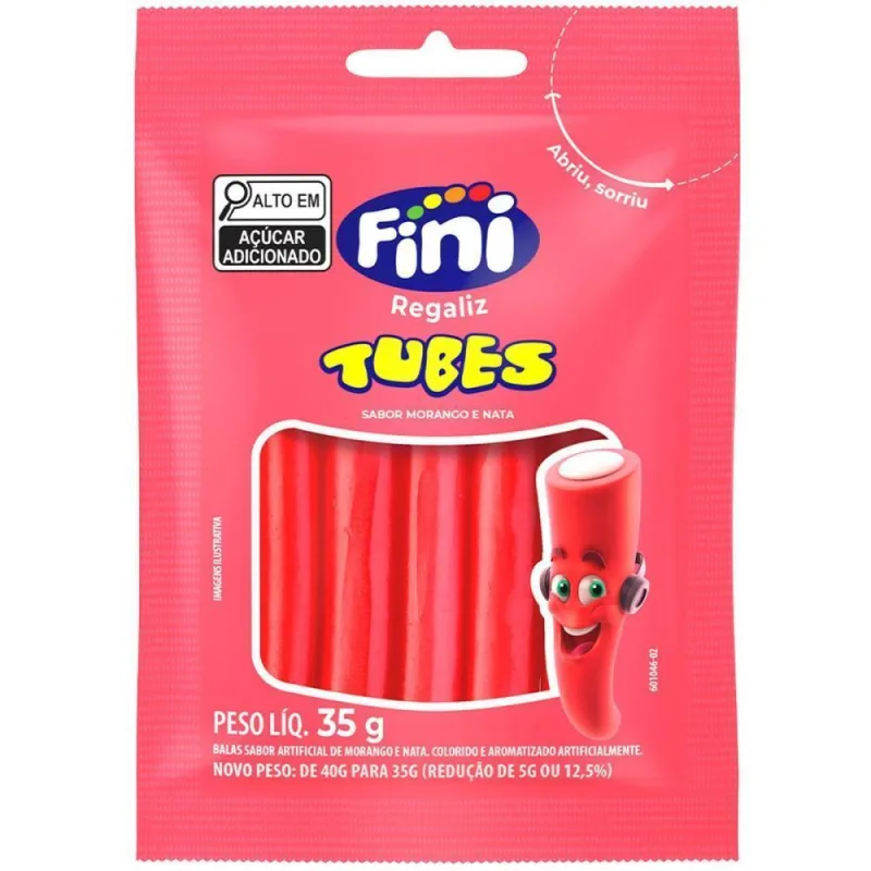 REGALIZ FINI TUBES MORANGO 10X35G - Não Informado - Mercearia