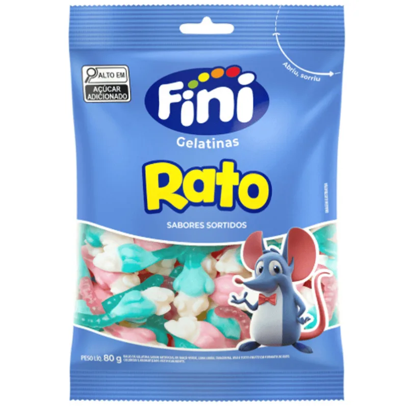 Bala de Gelatina Rato Sortidos Frutas Silvestres Fini 80g Pacote Sem Glúten 4326911 - BALA GELATINA RATO 80G FINI